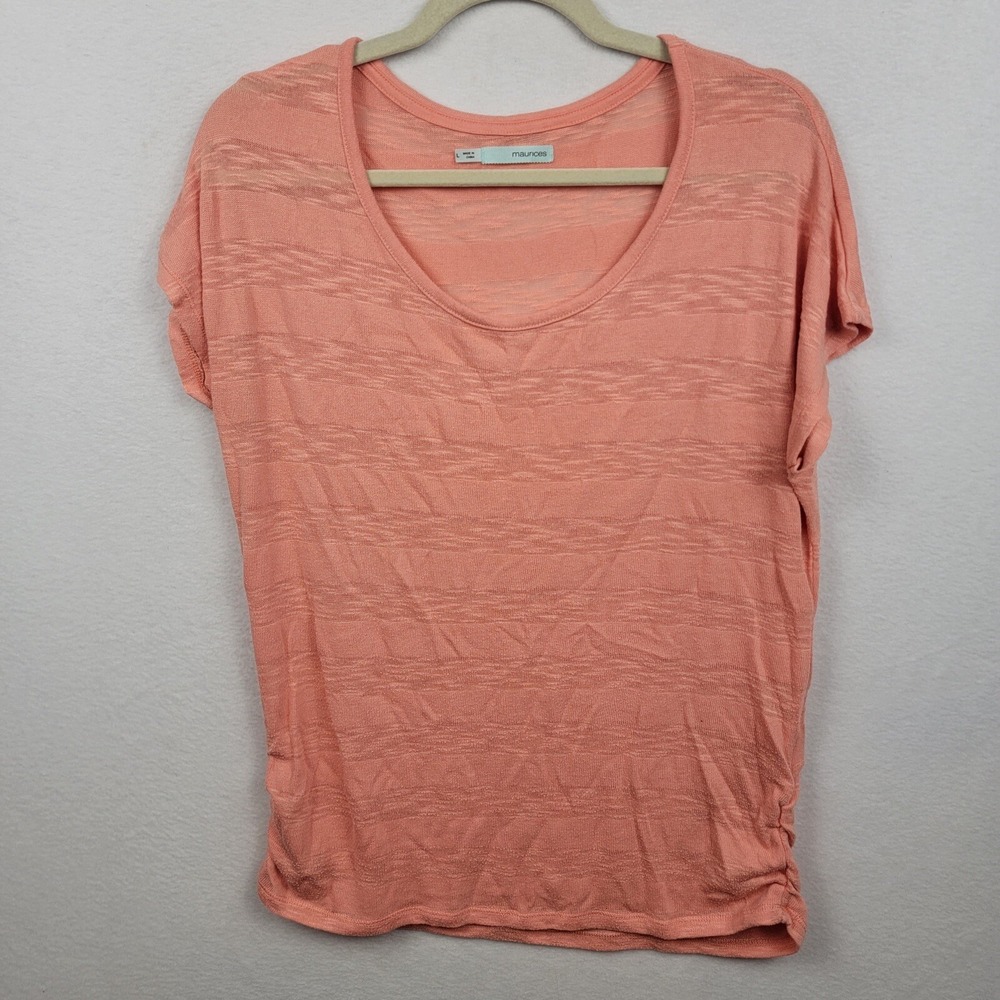 Maurices Large Women's Top Salmon Orange Coral Shirt